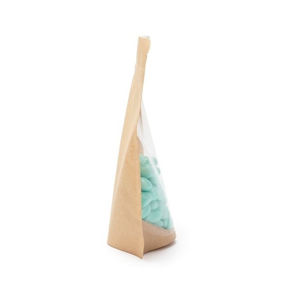 Doypack en papier Kraft avec transparence 13x8x20,5cm | 113g Trou Suspension Rond (100 pièces) [ZBGKC3H]