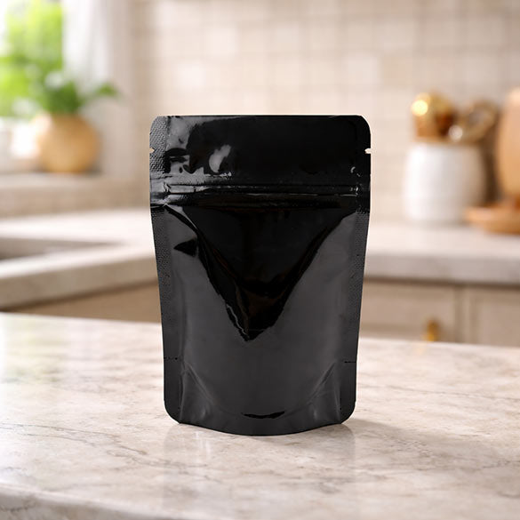 Doypack Noir Métallisé 8x5x13cm | 28g (100 pièces) [ZBGM1B]