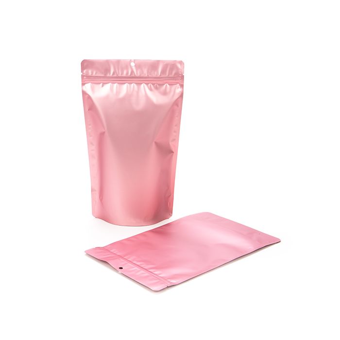 Doypack Rose Métallisé 17.1x8.9x28.6cm | 340g Trou de suspension (100 pièces) [ZBGM4RG]