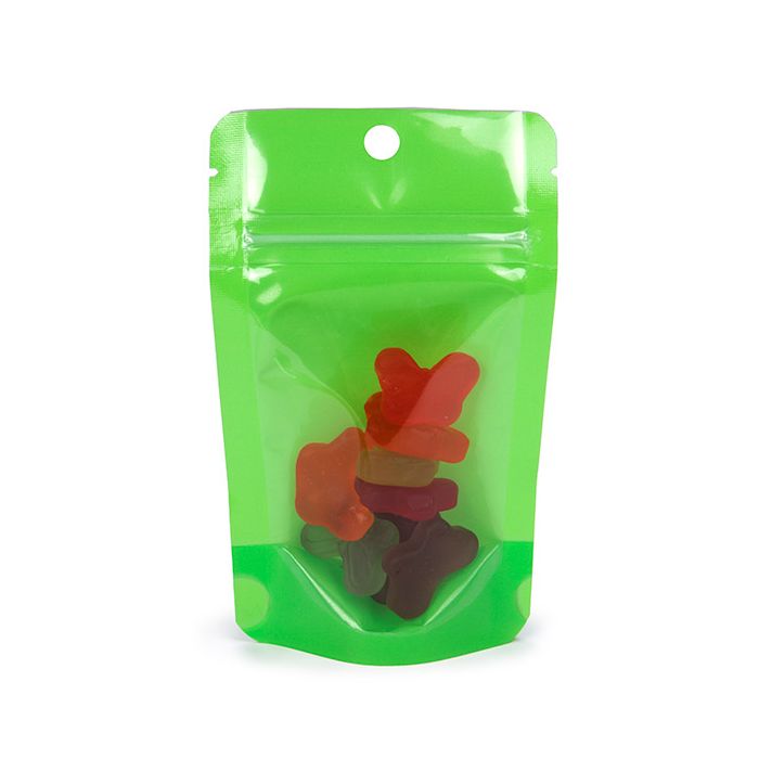 Stand Up Pouches Transparent/Neon Green 7,9x5,1x13 cm