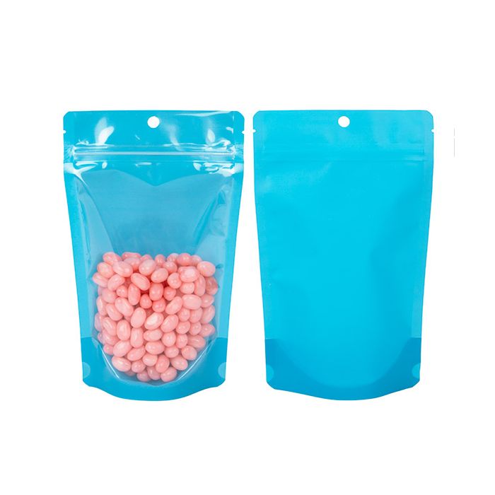Doypack Transparent/Bleu Fluo 13x7,9x20,6cm (100 pièces) [ZBGN3BL]
