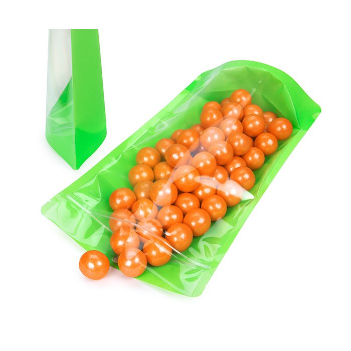 Doypack Transparent/Vert Fluo 17,2x8,9x28,6cm (100 pièces) [ZBGN4GR]
