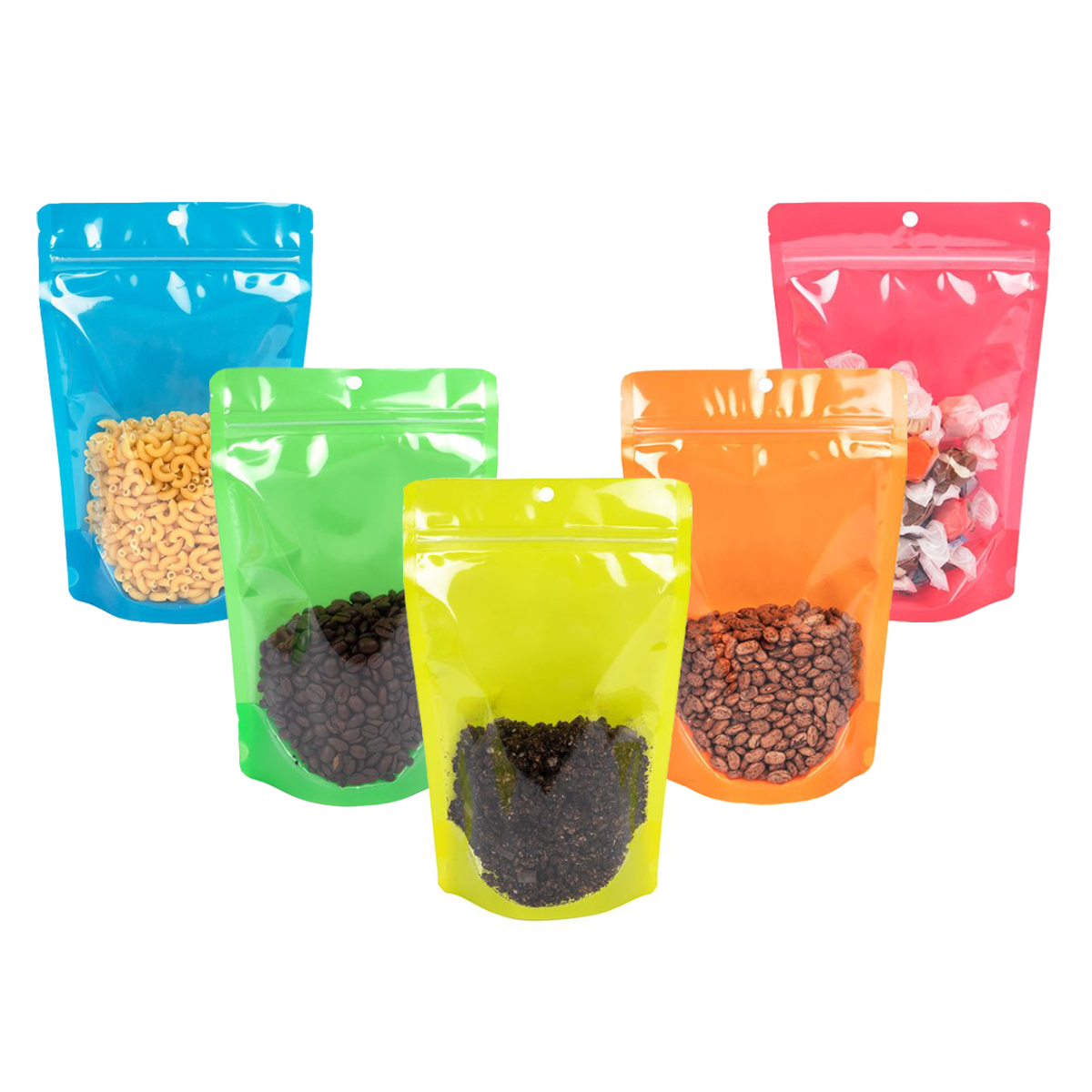 Doypack Transparent/Vert Fluo 17,2x8,9x28,6cm (100 pièces) [ZBGN4GR]