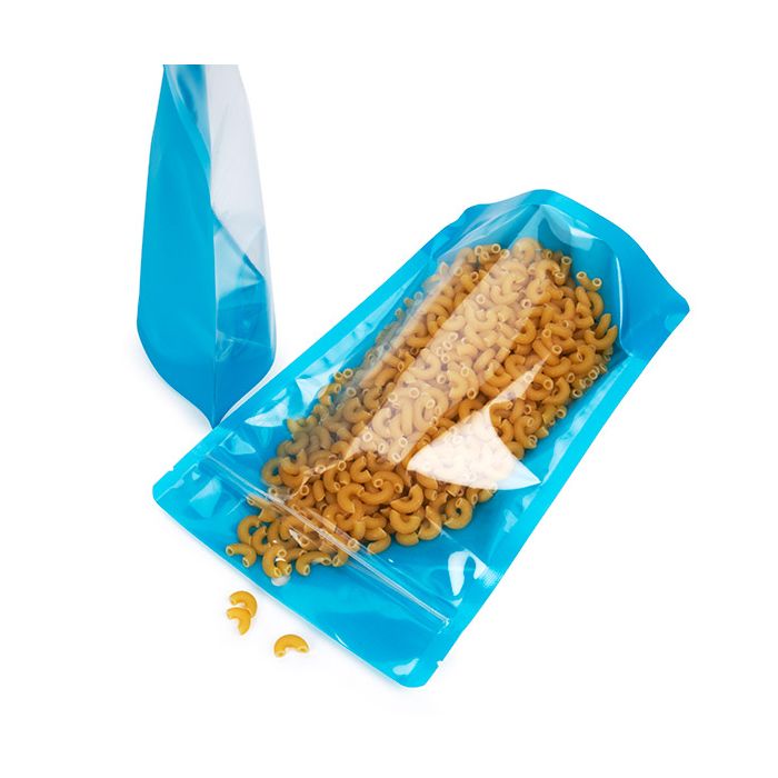 Doypack Transparent/Bleu Fluo 14,9x8,9x23,2cm (100 pièces) [ZBGN7BL]