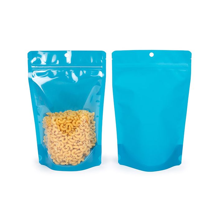 Doypack Transparent/Bleu Fluo 14,9x8,9x23,2cm (100 pièces) [ZBGN7BL]