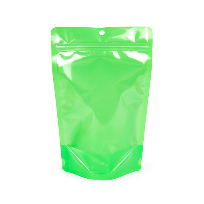 Doypack Transparent/Vert Fluo 14,9x8,9x23,2cm (100 pièces) [ZBGN7GR]