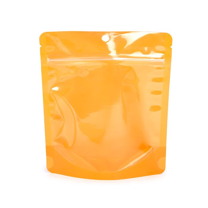 Doypack Transparent/Neon Orange 15,9x6,4x14,6cm Trou Suspension Rond (100 pièces) [ZBGNSHZOR]