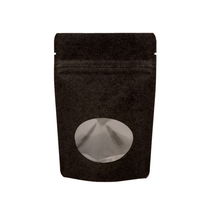 Stand Up Pouches Kraft Black with oval Window 17x9x28.5cm | 340 grams
