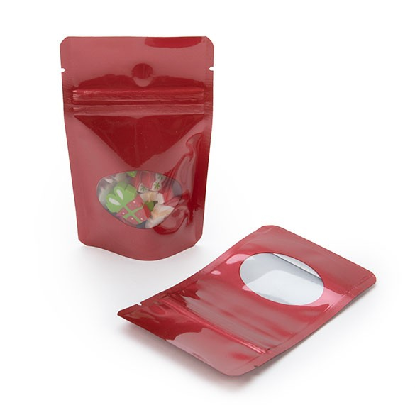 Stazakken Rood met ovaal Venster 8x5x13cm | 28 gram (100 stuks) [ZBGO1R]