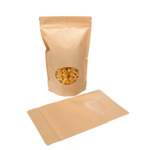 Stazakken Kraft met ovaal Venster 17,1x8,9x28,6cm | 340 gram (100 stuks) [ZBGO4K]