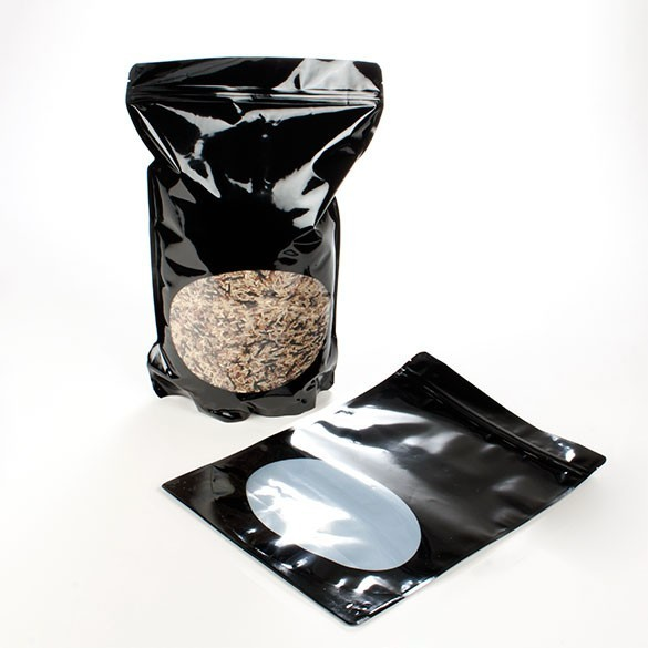 Doypack Noir avec fenêtre 22.9x12.1x34.3cm | 907g (100 pièces) [ZBGO6B]