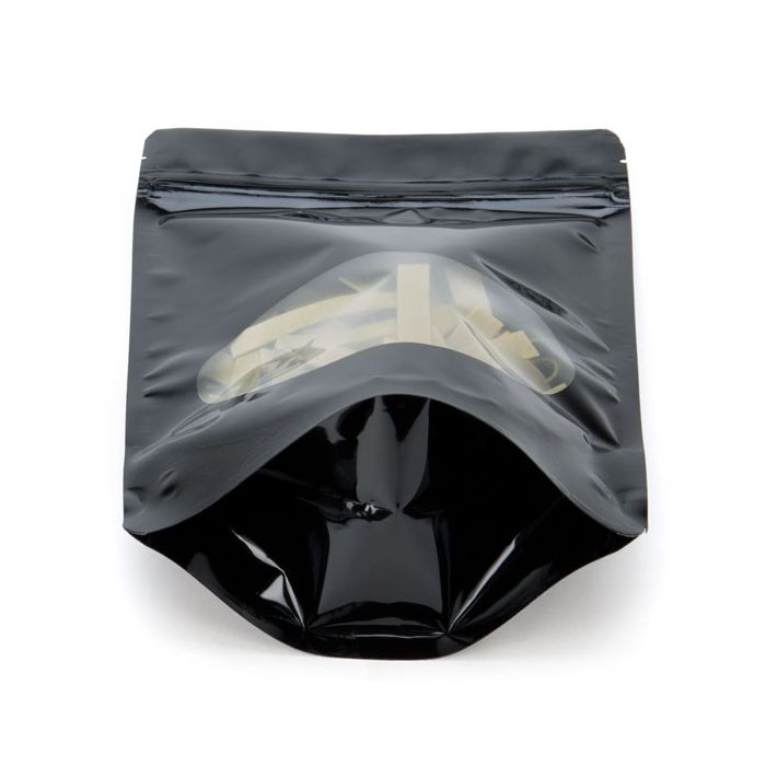 Doypack Noir avec fenêtre ovale, 15x9x23.2cm | 312g (100 pièces) [ZBGO7B]