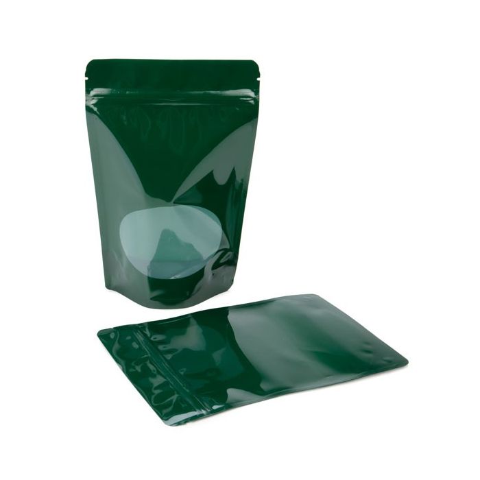 Doypack Vert métalisé avec fenêtre Transparente, 15x9x23.2cm | 312g (100 pièces) [ZBGO7HG]