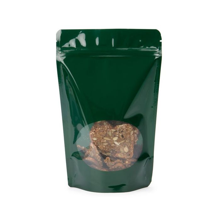 Doypack Vert métalisé avec fenêtre Transparente, 15x9x23.2cm | 312g (100 pièces) [ZBGO7HG]