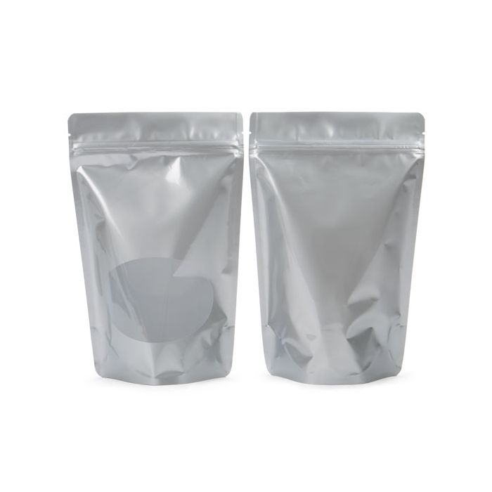 Doypack Argenté métallique avec fenêtre ovale 15x9x23.2cm | 312g (100 pièces) [ZBGO7S]