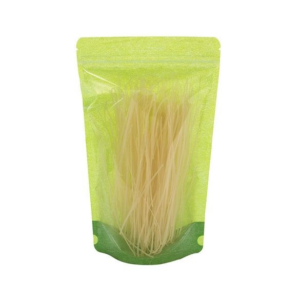 Doypack papier de riz Vert avec avant transparant 17x9x28cm | 340g (100 pièces) [ZBGR4GRC]