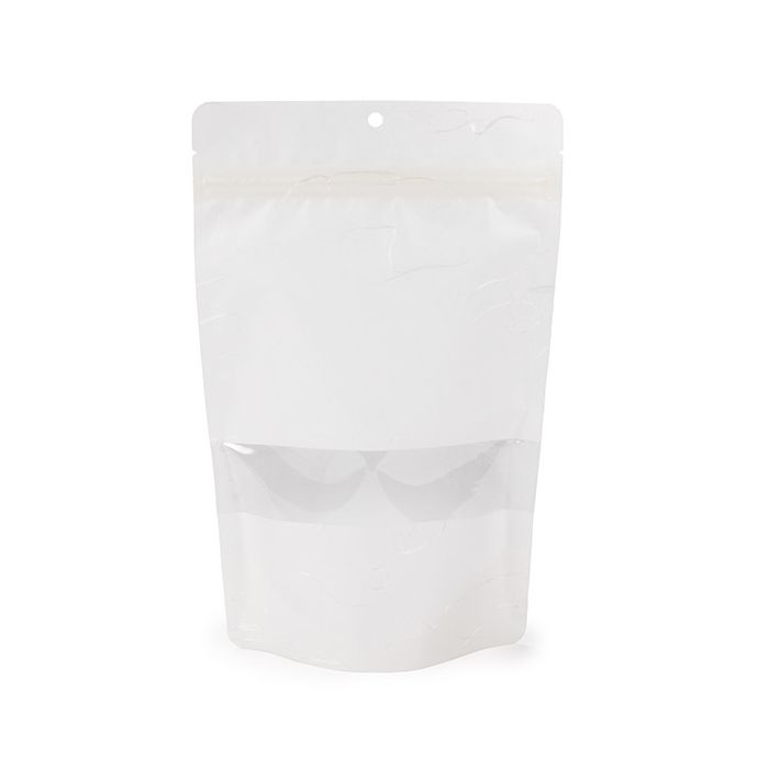 Doypack écologique Papier de Riz Blanc avec Fenêtre Rectangulaire, Trou de suspension 14,9x8,9x23,2cm (100 pièces) [ZBGRC7W]