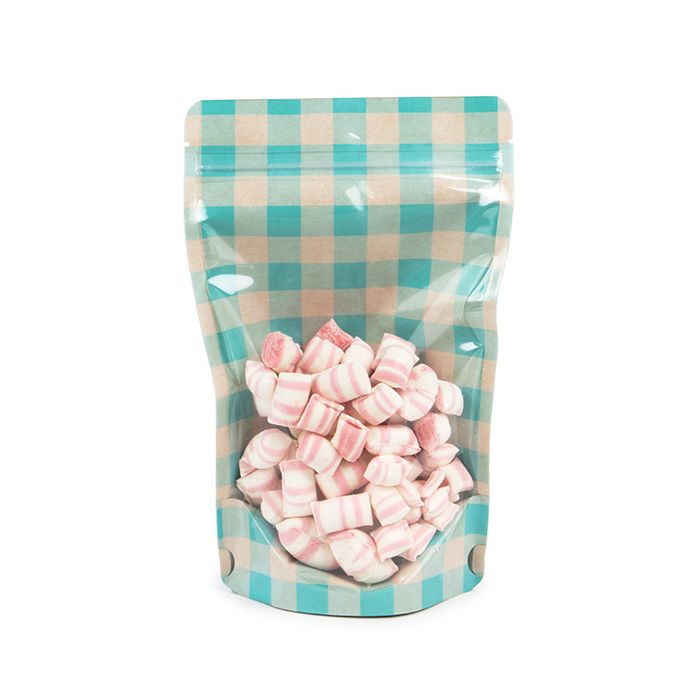Stand Up Pouches Transparent/Pastel Blue Plaid 13x7,9x20,6 cm