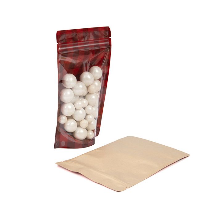 Doypack Transparent/Rouge à carreaux 13x7,9x20,6cm (25 pièces) [ZBGSW3RP]