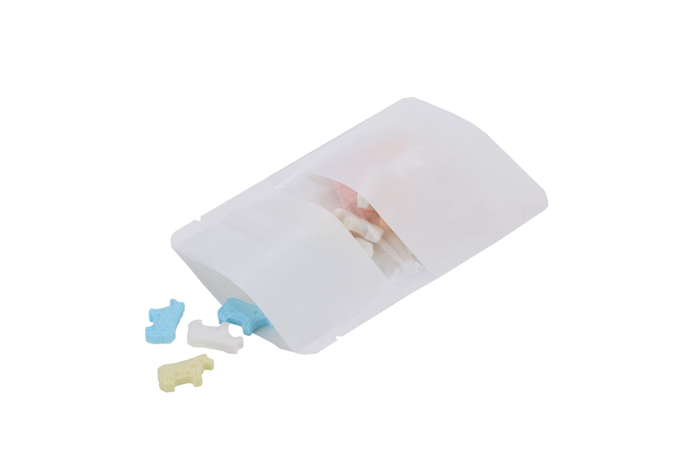 Doypack Blanc Kraft avec fenêtre horizontale 8x5x13cm | 28g (100 pièces) [ZBGW1WK]