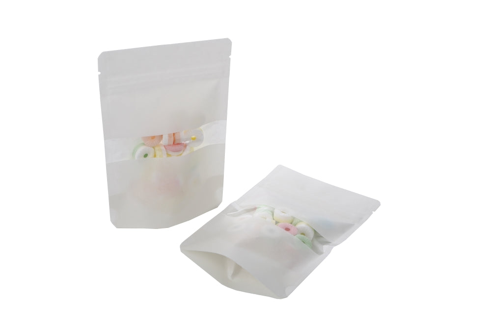 Stand Up Pouches White Kraft 10x6x15cm | 57 grams w/Window