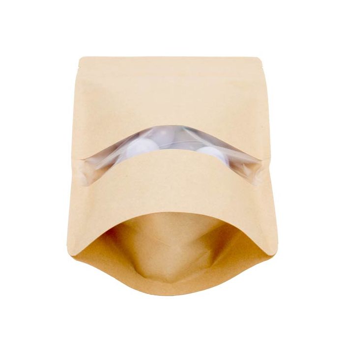 Doypack Kraft avec fenêtre horizontale 15x9x23cm | 312g (100 pièces) [ZBGW7K]