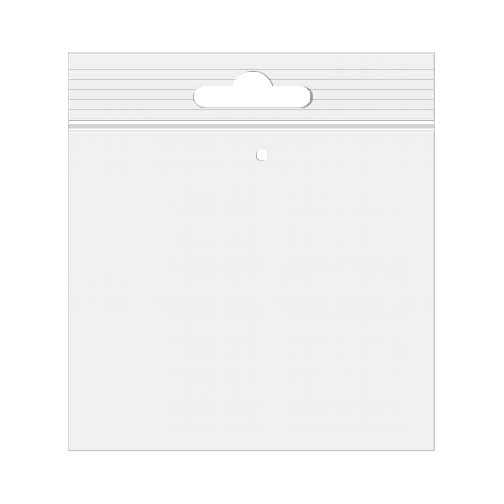 Sachet zip à transparence cristalline avec trou de suspension européen + trou d'aération 12,7x12,7cm (100 pièces) [ZE55V]