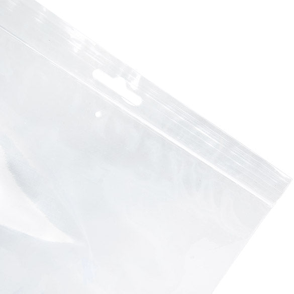 Sachet zip à transparence cristalline avec trou de suspension européen + trou d'aération 22,9x30,5cm (100 pièces) [ZE912V]