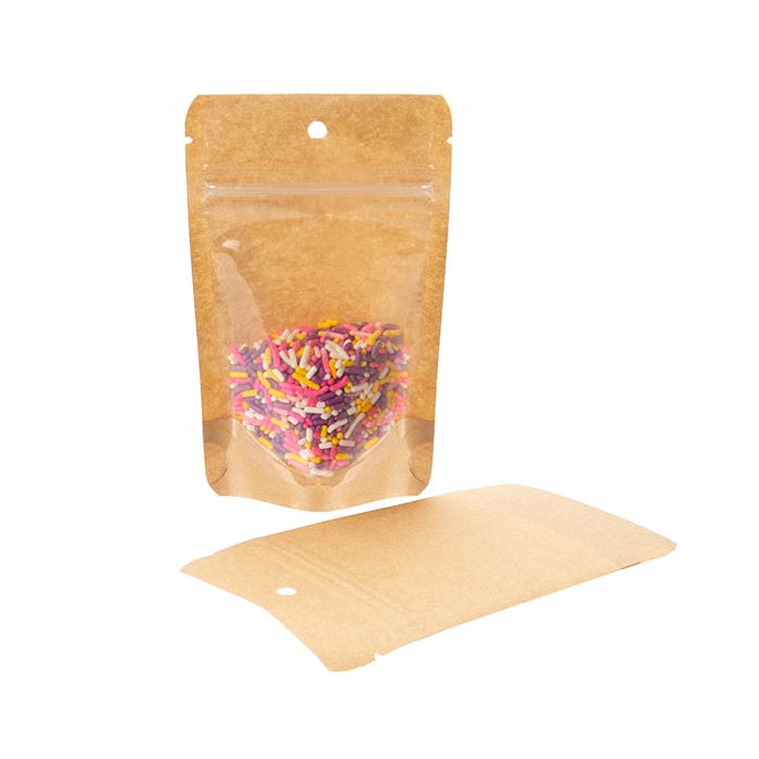 Kraft Backed Stand Up Zipper Pouch 8 x 5 x 13 cm with Hang Hole (100 Pieces) [ZBGKC1H]