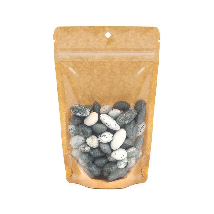 Kraft Backed Stand Up Zipper Pouch 12 x 7,5 x 18,5 cm with Hang Hole