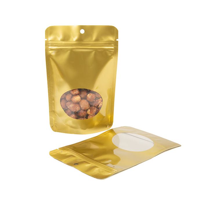 Stazakken Goud Met Ovaal Venster 10,2x6x15,2cm Met Ophanggat (100 Stuks) [ZBGO2GH]