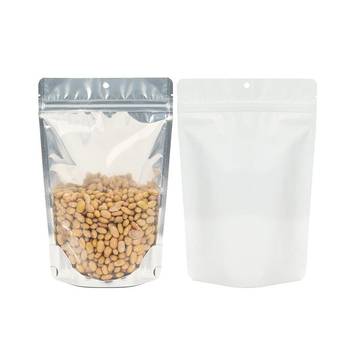 White Backed Stand Up Zipper Pouch  15 x 9 x 23 cm with Hang Hole (100 Pieces) [ZBGW7H]