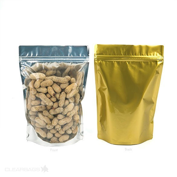 Stazakken Transparant/Goud 17,8x9,8x25,2cm | 283 gram (100 stuks) [ZBGG69]