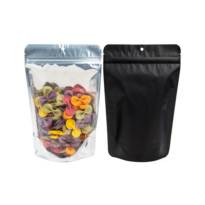 Black Backed Stand Up Zipper Pouch 15 x 9 x 23 cm with Hang Hole (100 Pieces) [ZBGB7H]