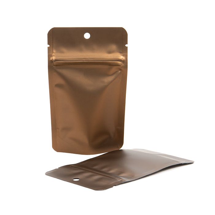Bronze Metallized Zipper Pouch Bags 8 x 5 x 13 cm with Hang Hole (100 Pieces) [ZBGM1BZH]