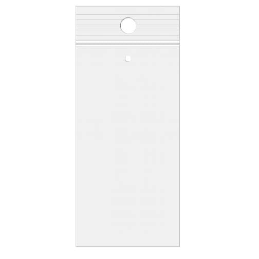 Sachet zip à transparence cristalline avec trou de suspension européen + trou d'aération 5,1x30,5cm (100 pièces) [ZR212V]