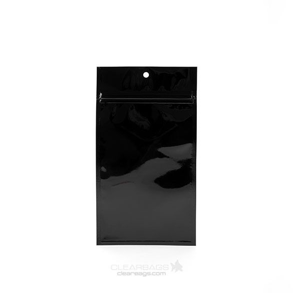 Black Metallized Hanging Zipper Barrier Bags 12.7 x 20.8 cm (100 Pieces) [HZBB6MB]