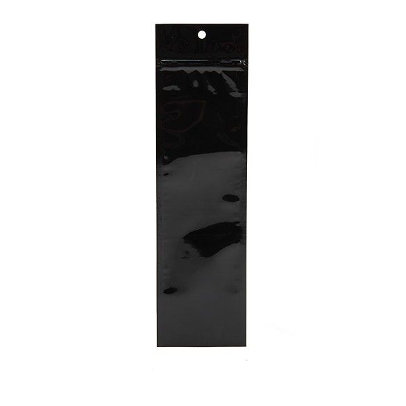 Black Metallized Hanging Zipper Barrier Bags 6.3 x 22.8 cm (100 Pieces) [HZBB1MB]