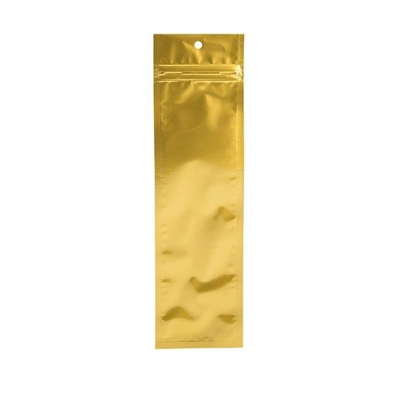 Gold Metallized Hanging Zipper Barrier Bags 6.3 x 22.8 cm (100 Pieces) [HZBB1MG]