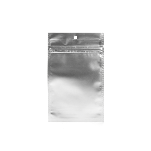Silver Metallized Hanging Zipper Barrier Bags 7.6 x 11.4 cm (100 Pieces) [HZBB3MS]