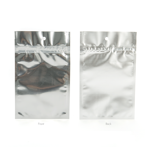 Silver backed Metallized Hanging Zipper Barrier Bags 9.2 x 12.7 cm (100 Pieces) [HZBB4S]