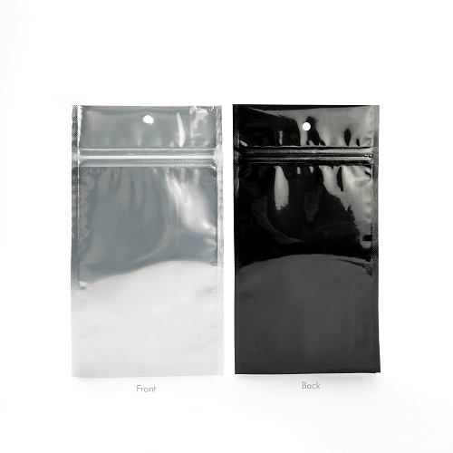 Black backed Metallized Hanging Zipper Barrier Bags 9.2 x 12.7 cm (100 Pieces) [HZBB4CB]