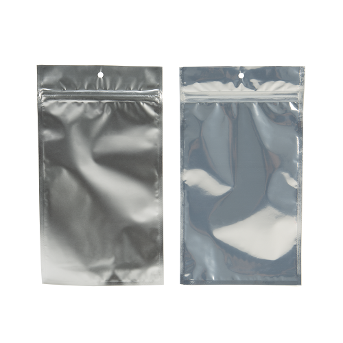 Silver Backed Metallized Hanging Zipper Barrier Bags 12.7 x 20.8 cm (100 Pieces) [HZBB6S]