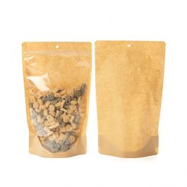 Pochettes Doypack transparentes/kraft 17,1 x 8,9 x 28,6 cm avec trou de suspension (100 pièces) [ZBGKC4H]