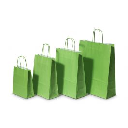 Draagtassen Papier Groen 18+8x22cm Kraft Papier 90 grams (50 stuks) [PAM1822GR]