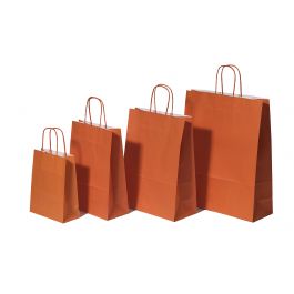 Draagtassen Papier Oranje 26+12x35cm Kraft Papier 90 grams (50 stuks) [PAM2635OR]