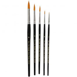 Gold Line penselen, afm 1+4+8+12+18, L: 17-19 cm, B: 1-7 mm, rond, 5 stuk/ 1 doos [HOB-100265]