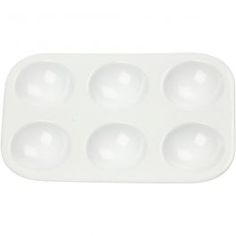 Palet, Rechthoekig palet met 6 vakken, afm 13x8,5 cm, wit, 1 stuk [HOB-100288]