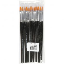 Gold Line penselen, afm 11, L: 19 cm, B: 9 mm, plat, 6 stuk/ 1 doos [HOB-10212]