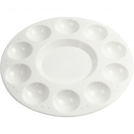 Palet, Rond palet met 11 vakken, d 17 cm, wit, 1 stuk [HOB-103300]